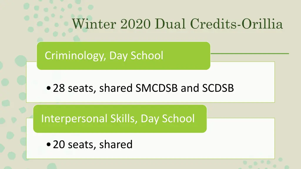 winter 2020 dual credits orillia