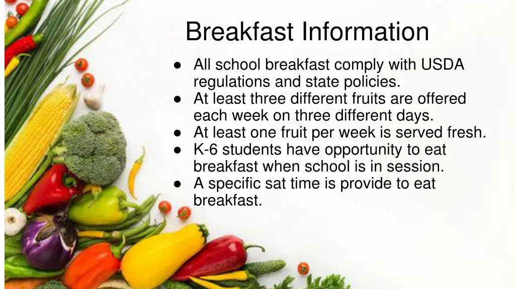 breakfast information