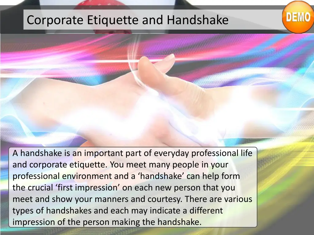 corporate etiquette and handshake