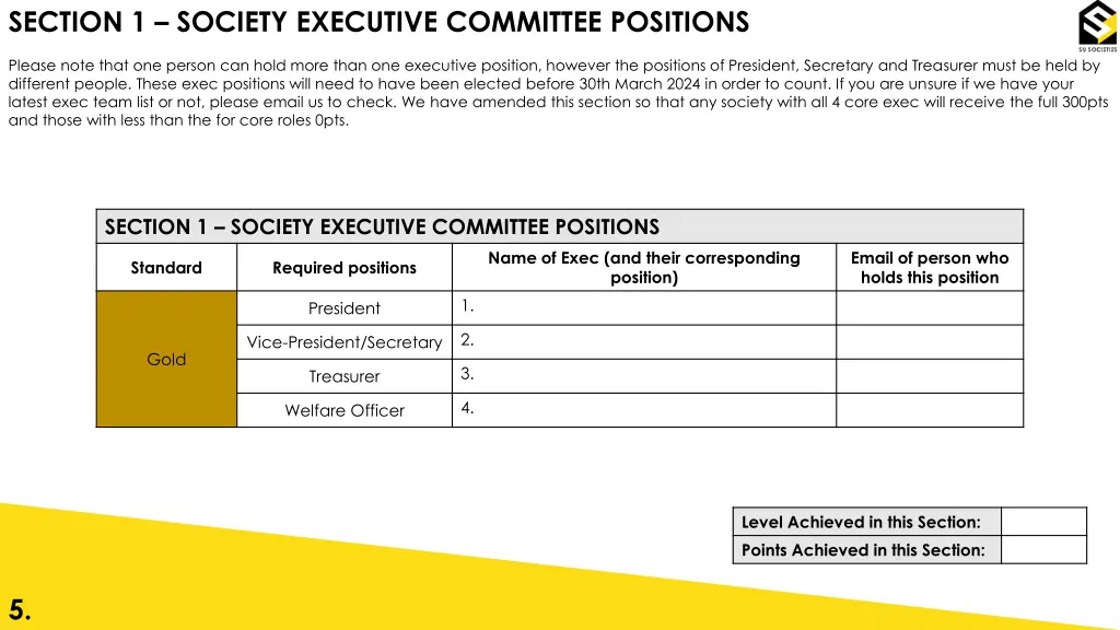 section 1 society executive committee positions