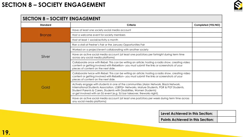 section 8 society engagement