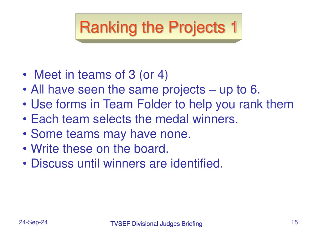 ranking the projects 1