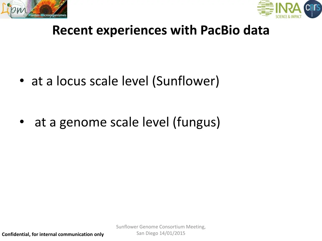 recent experiences with pacbio data