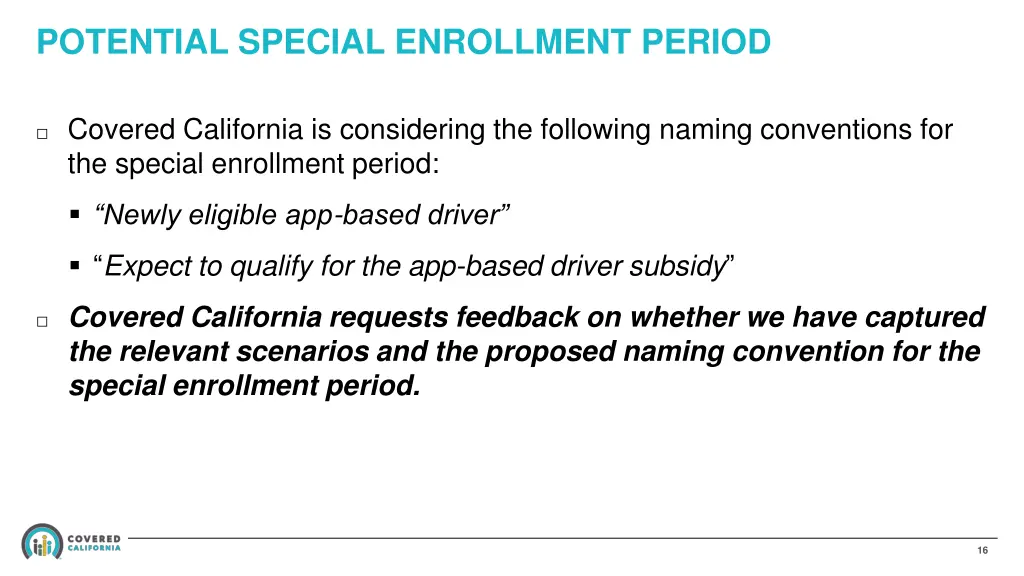 potential special enrollment period 2