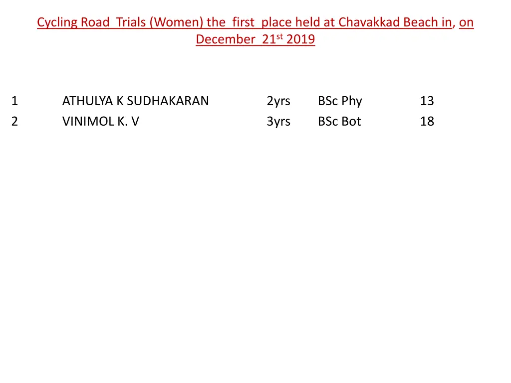 cycling road trials women the first place held