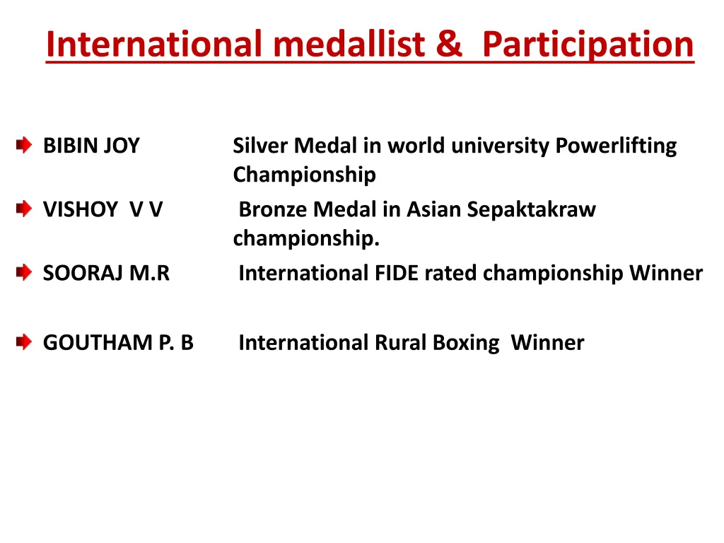 international medallist participation