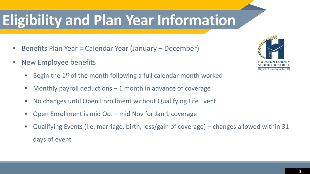 eligibility and plan year information