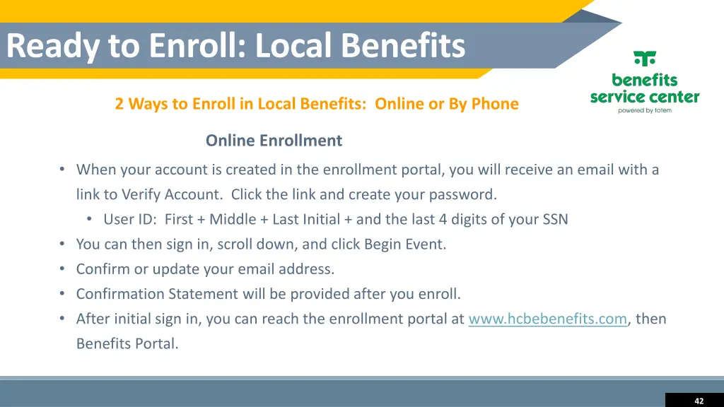 ready to enroll local benefits