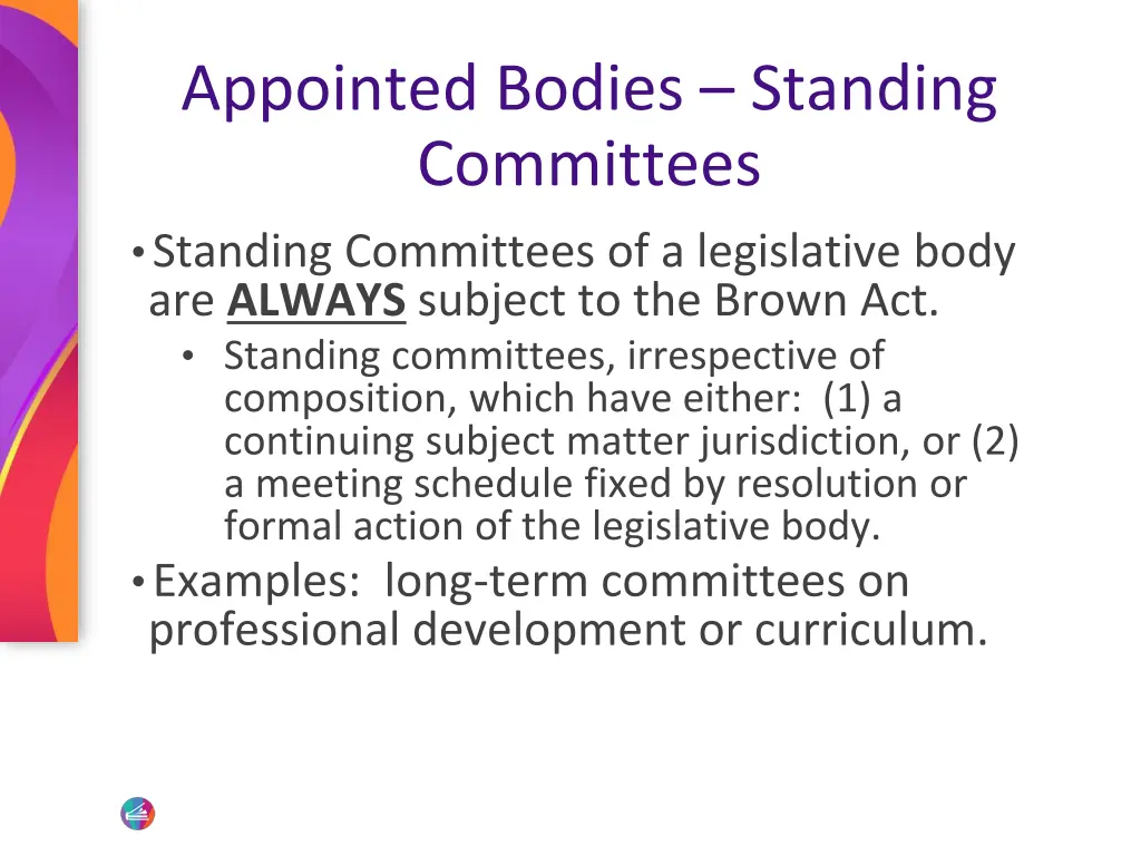 appointed bodies standing committees