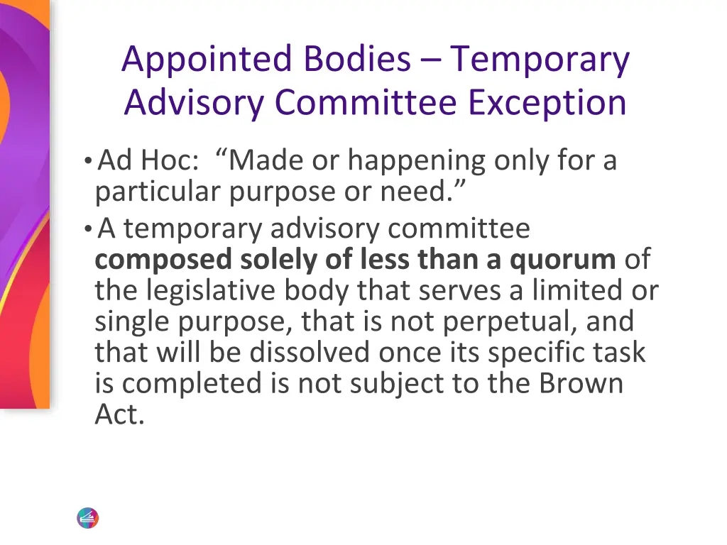 appointed bodies temporary advisory committee