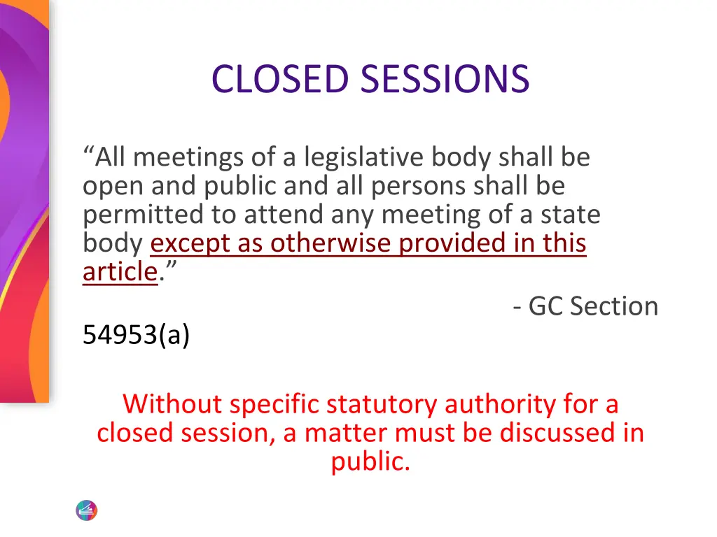 closed sessions