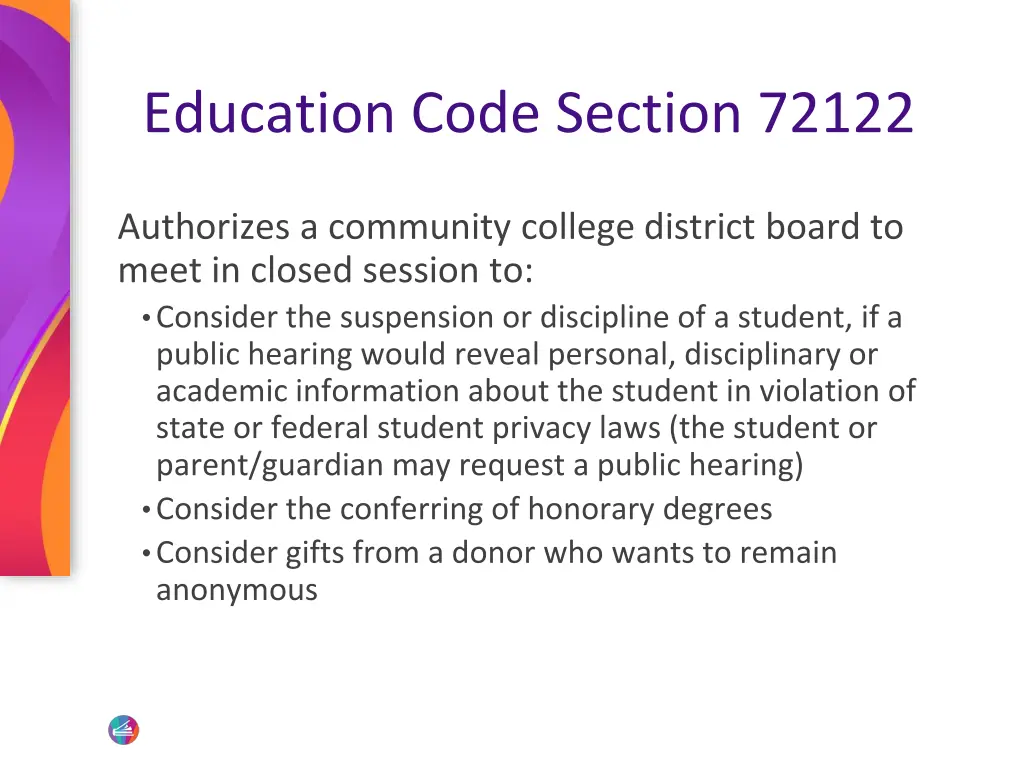 education code section 72122