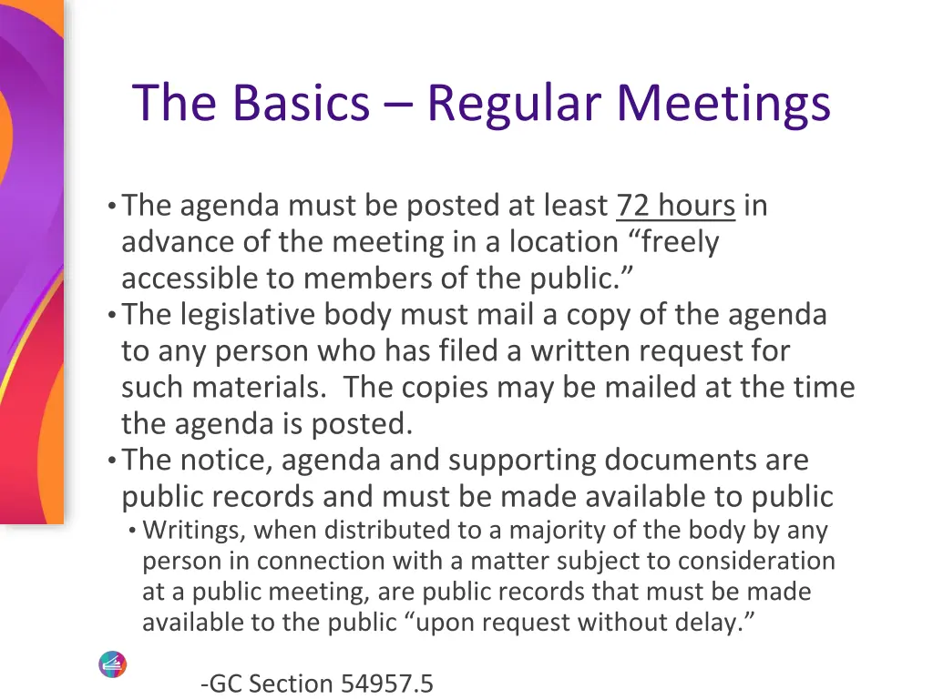 the basics regular meetings