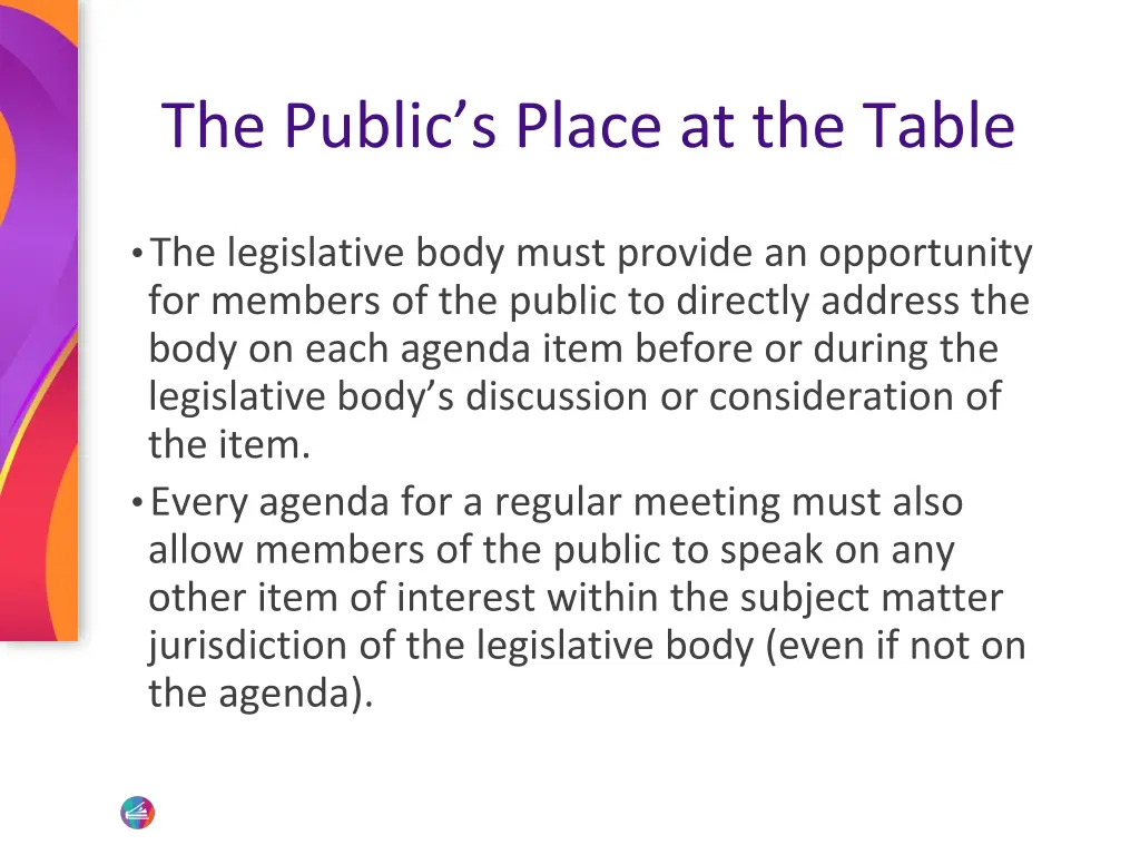 the public s place at the table