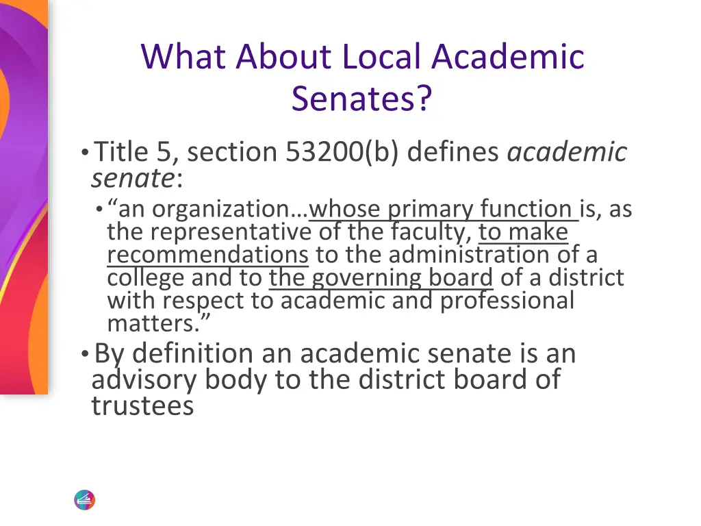 what about local academic senates 1