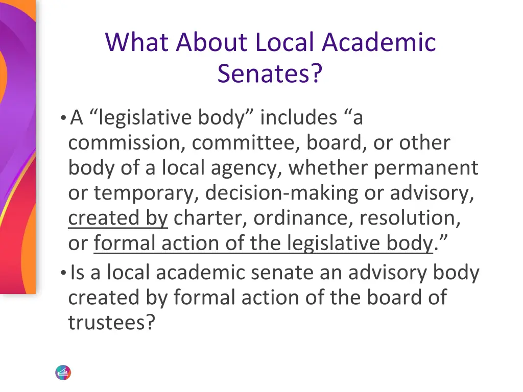 what about local academic senates 2