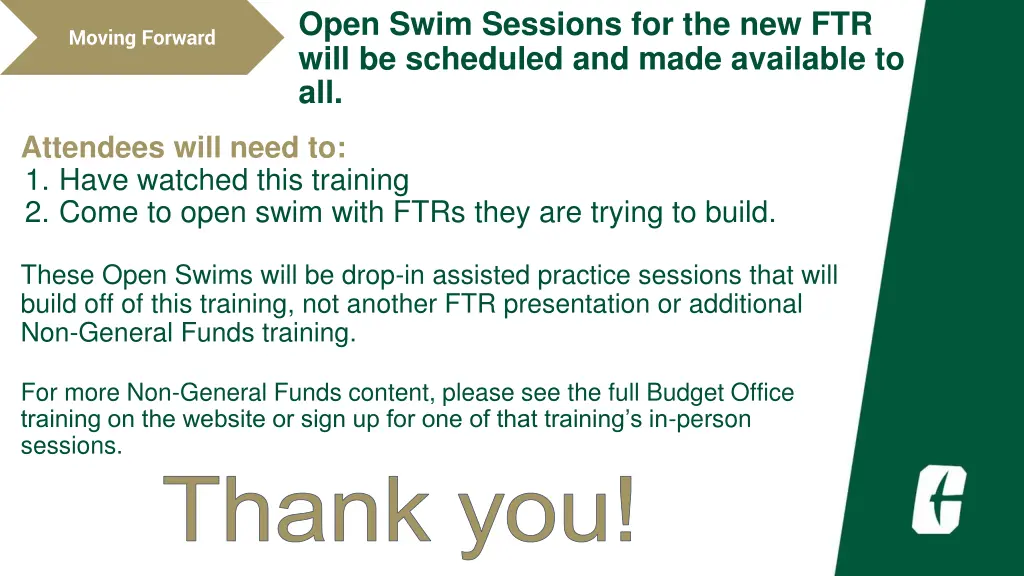 open swim sessions for the new ftr will