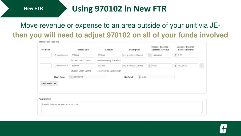 using 970102 in new ftr 3