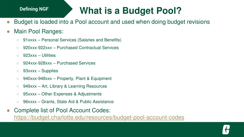 what is a budget pool