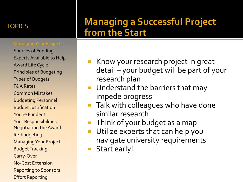 managing a successful project from the start