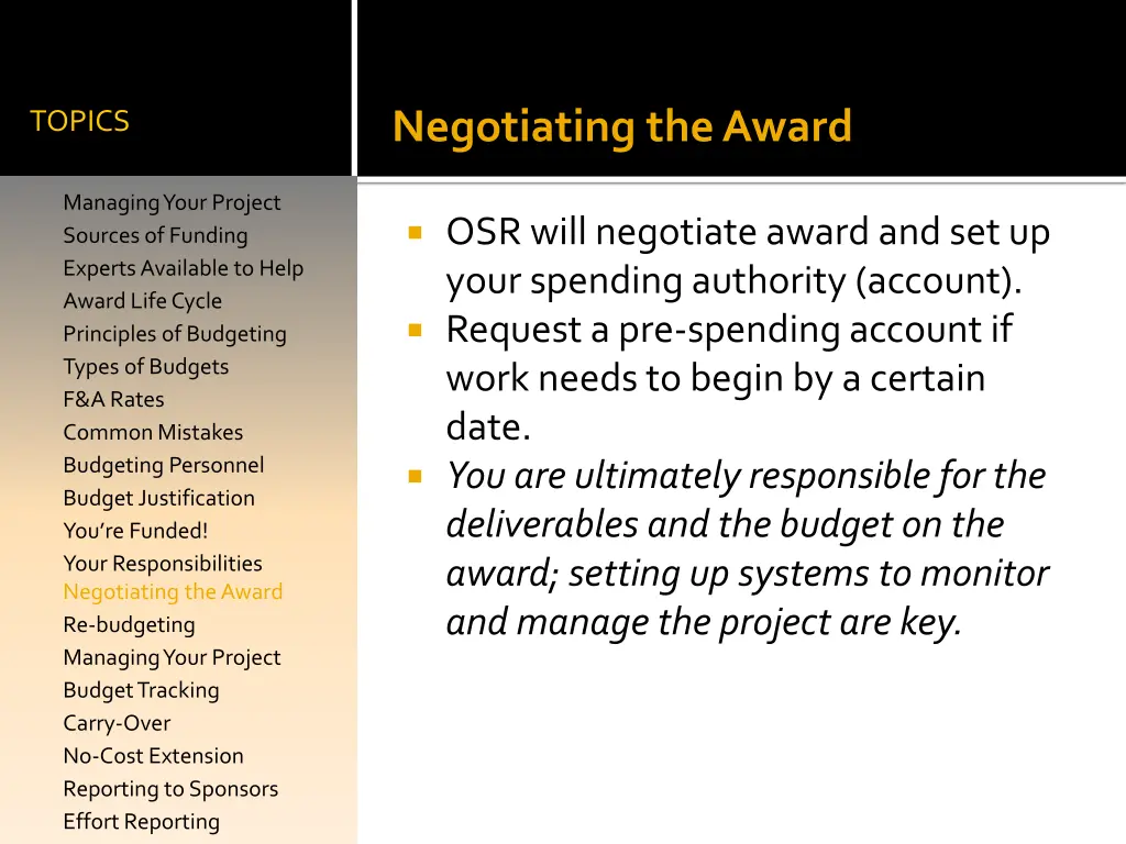 negotiating the award