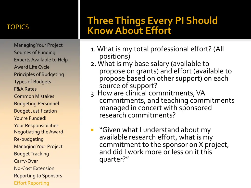 three things every pi should know about effort