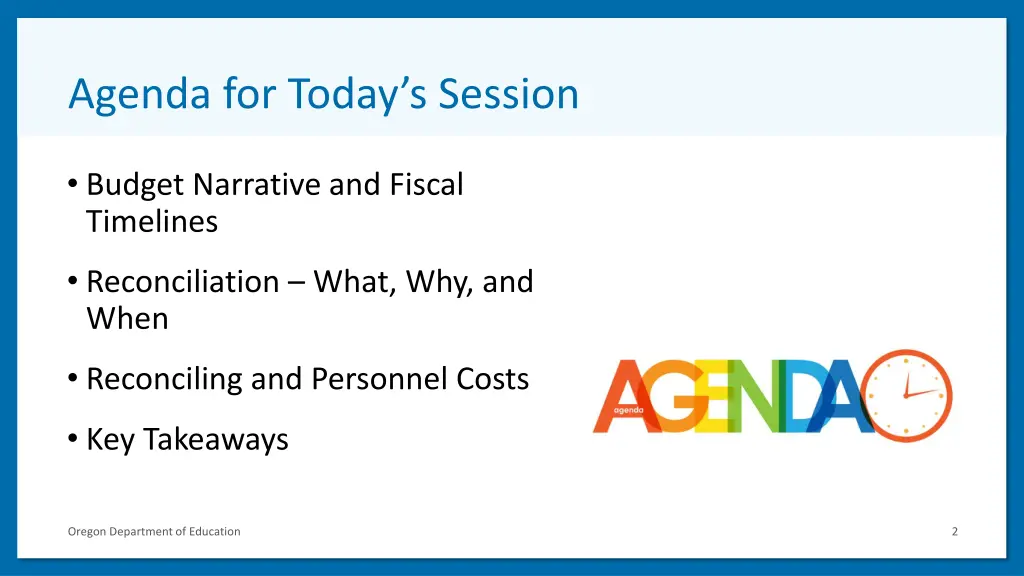 agenda for today s session