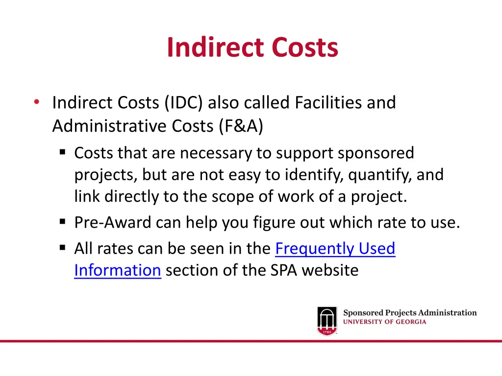 indirect costs