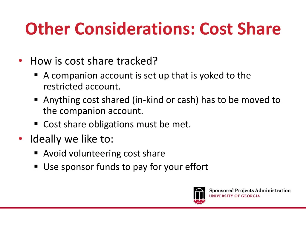 other considerations cost share 2