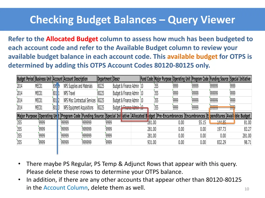 checking budget balances query viewer 7