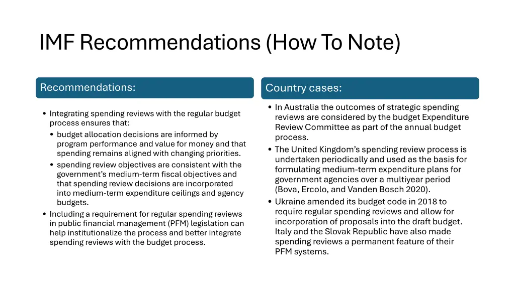 imf recommendations how to note