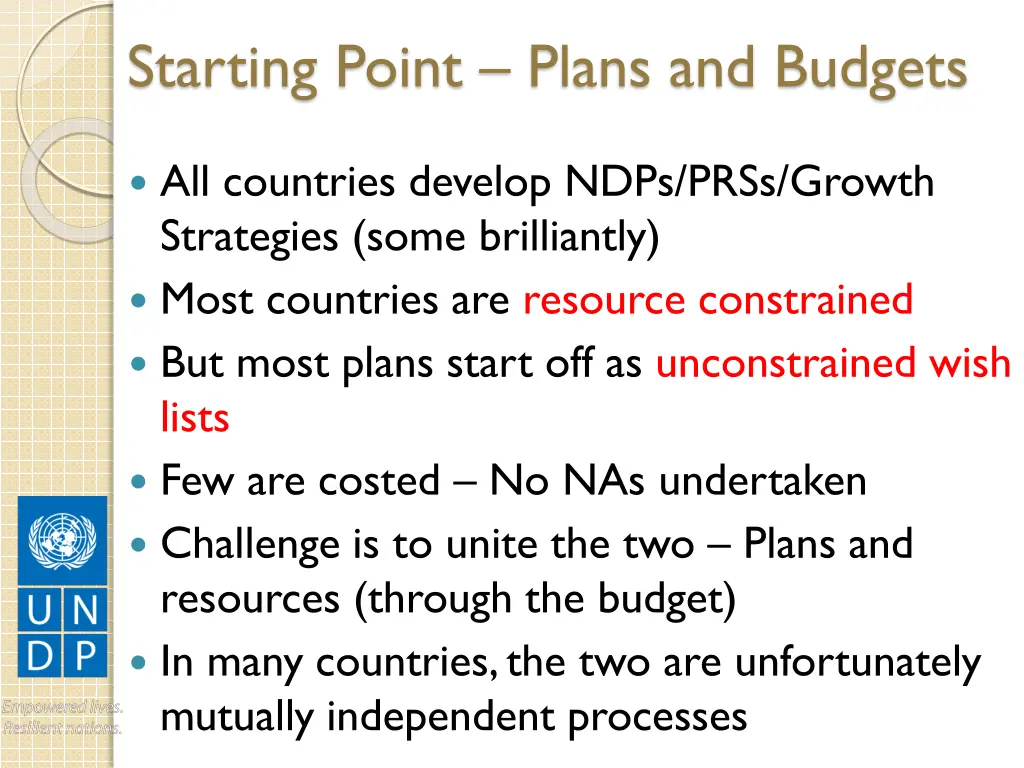 starting point plans and budgets