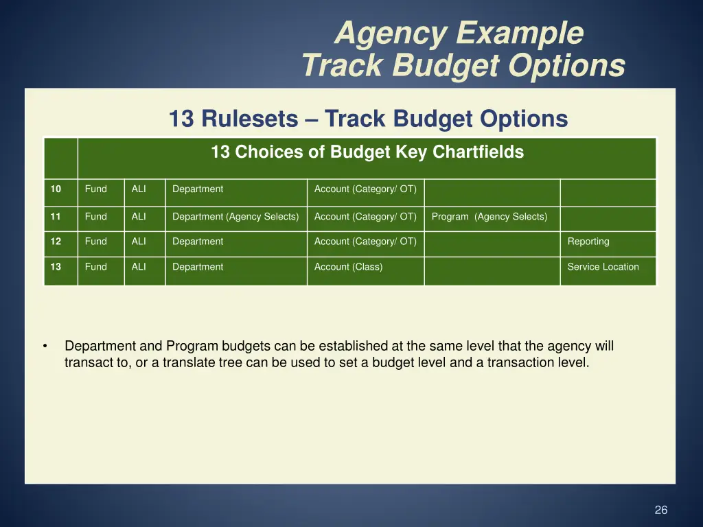 agency example track budget options 1