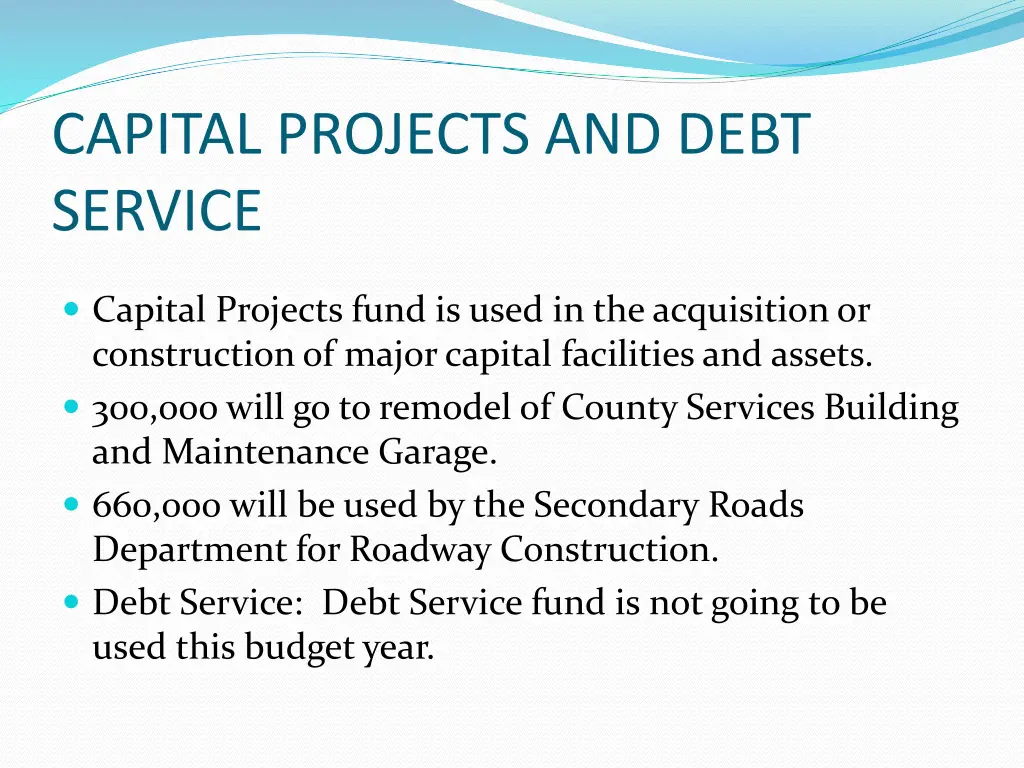 capital projects and debt service