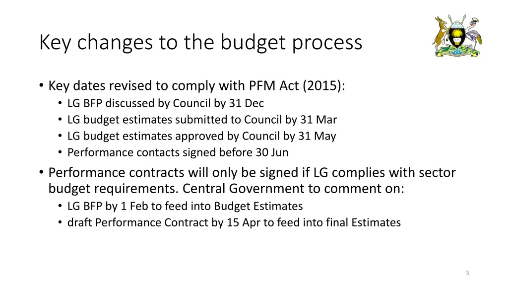 key changes to the budget process