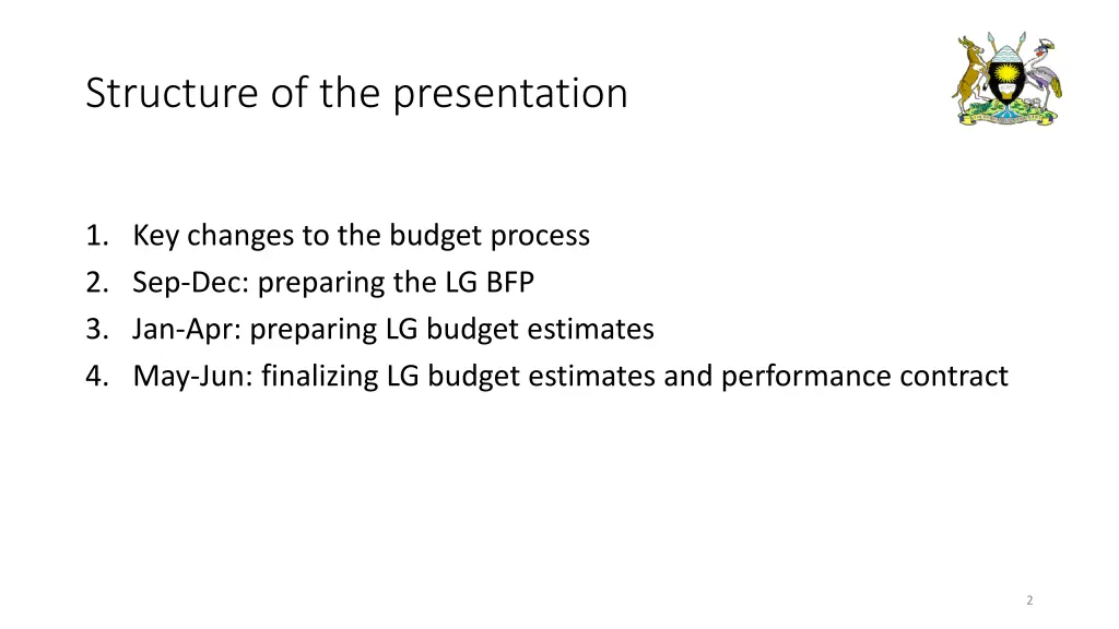 structure of the presentation