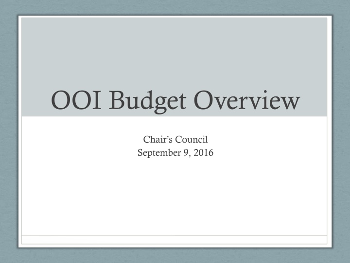 ooi budget overview