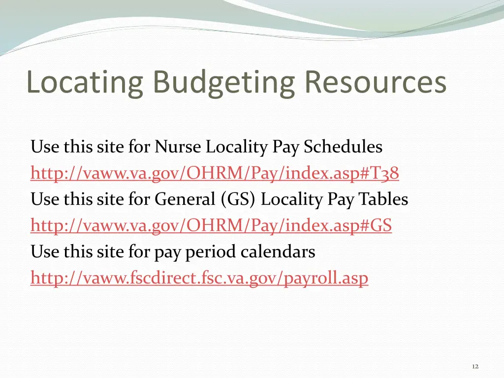 locating budgeting resources