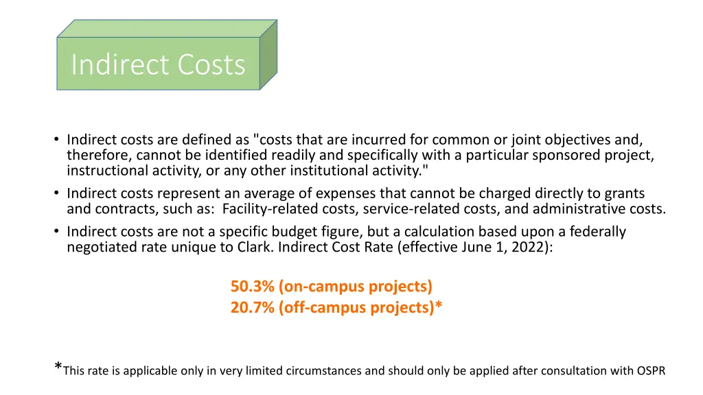 indirect costs