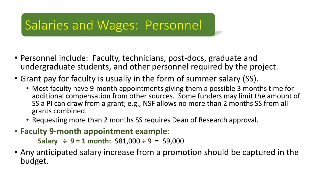 salaries and wages personnel