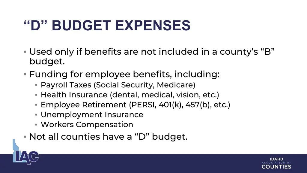 d budget expenses