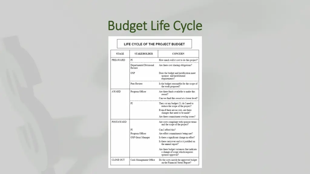 budget life cycle budget life cycle