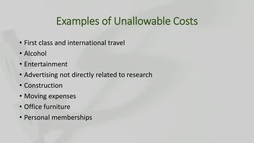 examples of unallowable costs examples