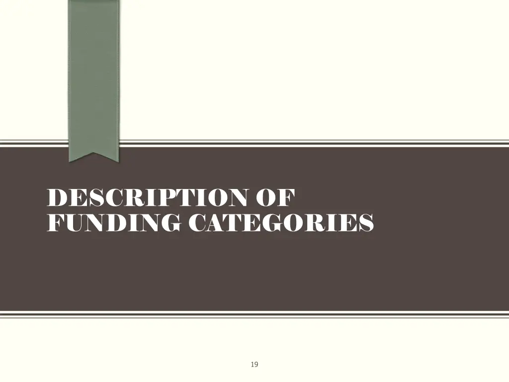 description of funding categories