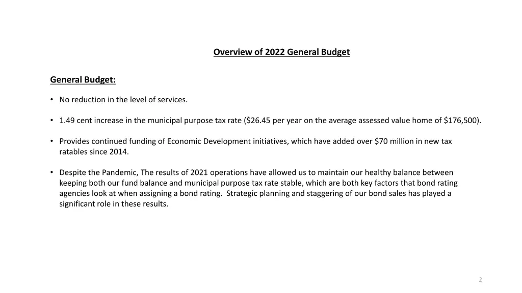 overview of 2022 general budget