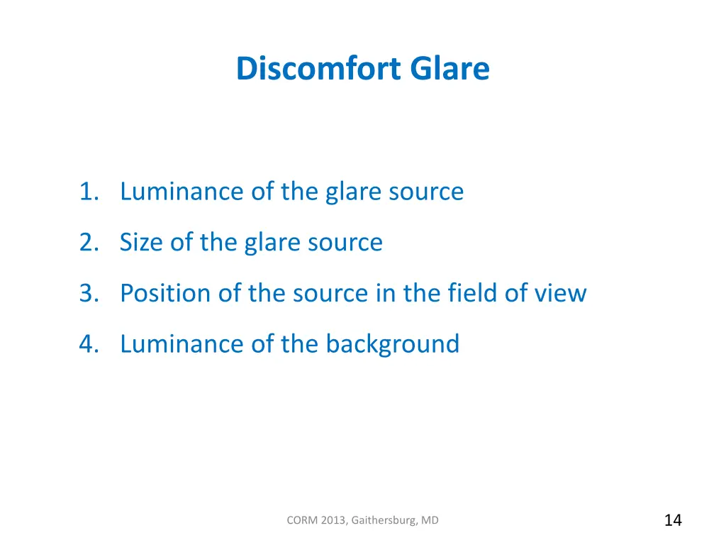 discomfort glare