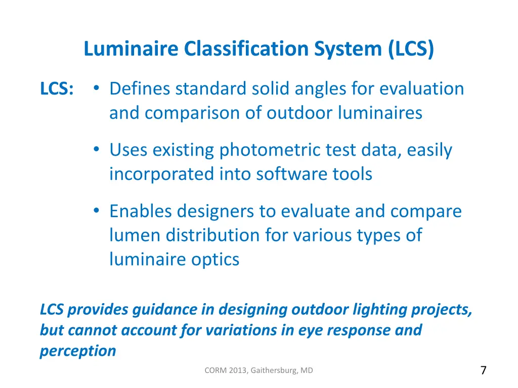 luminaire classification system lcs