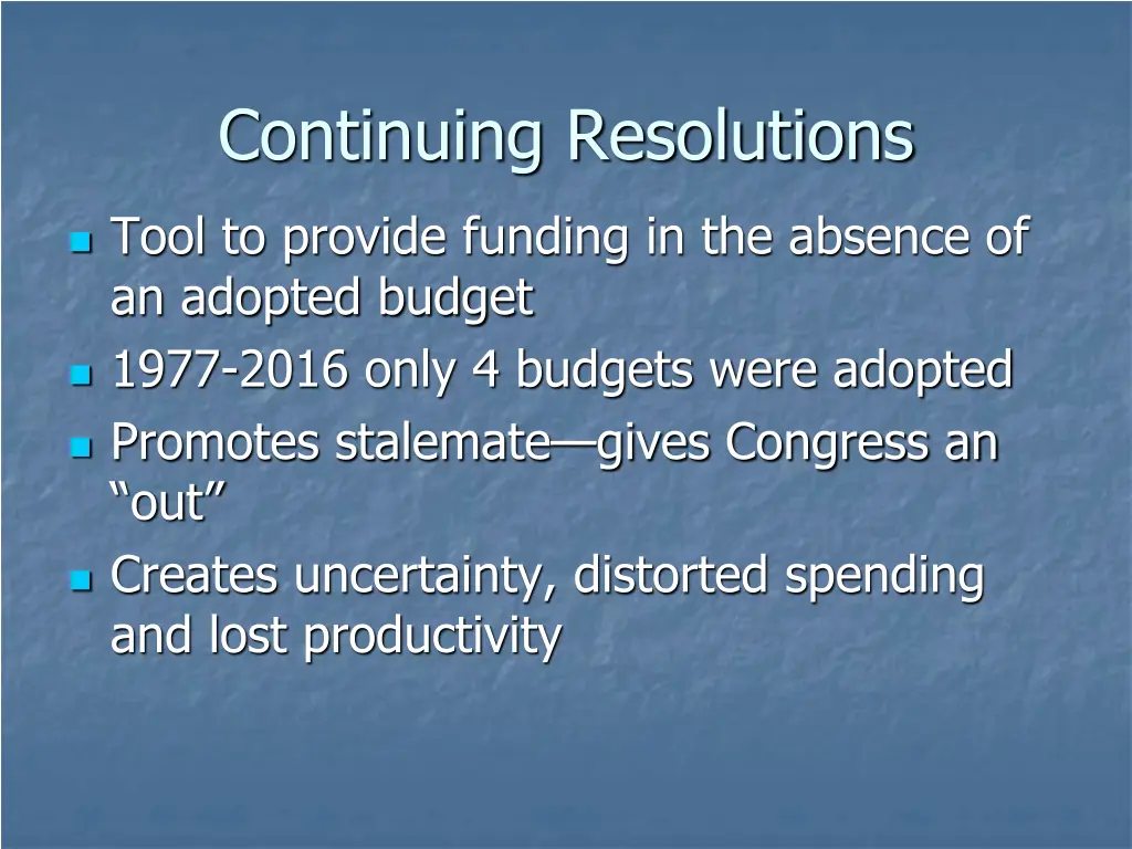 continuing resolutions