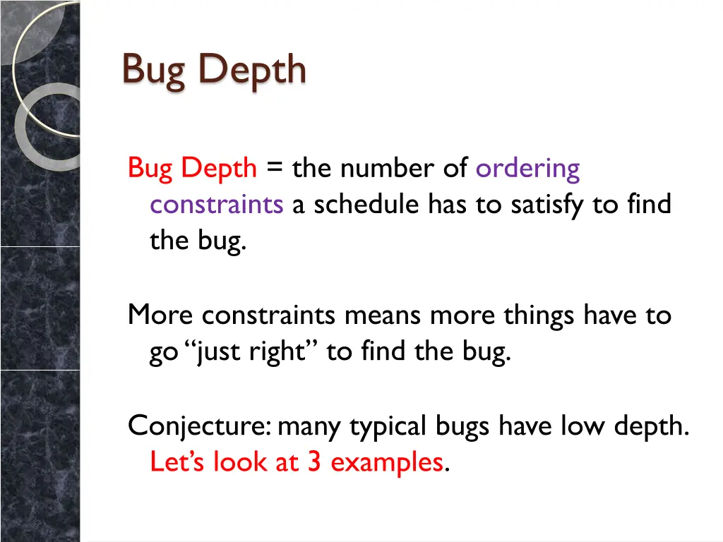 bug depth