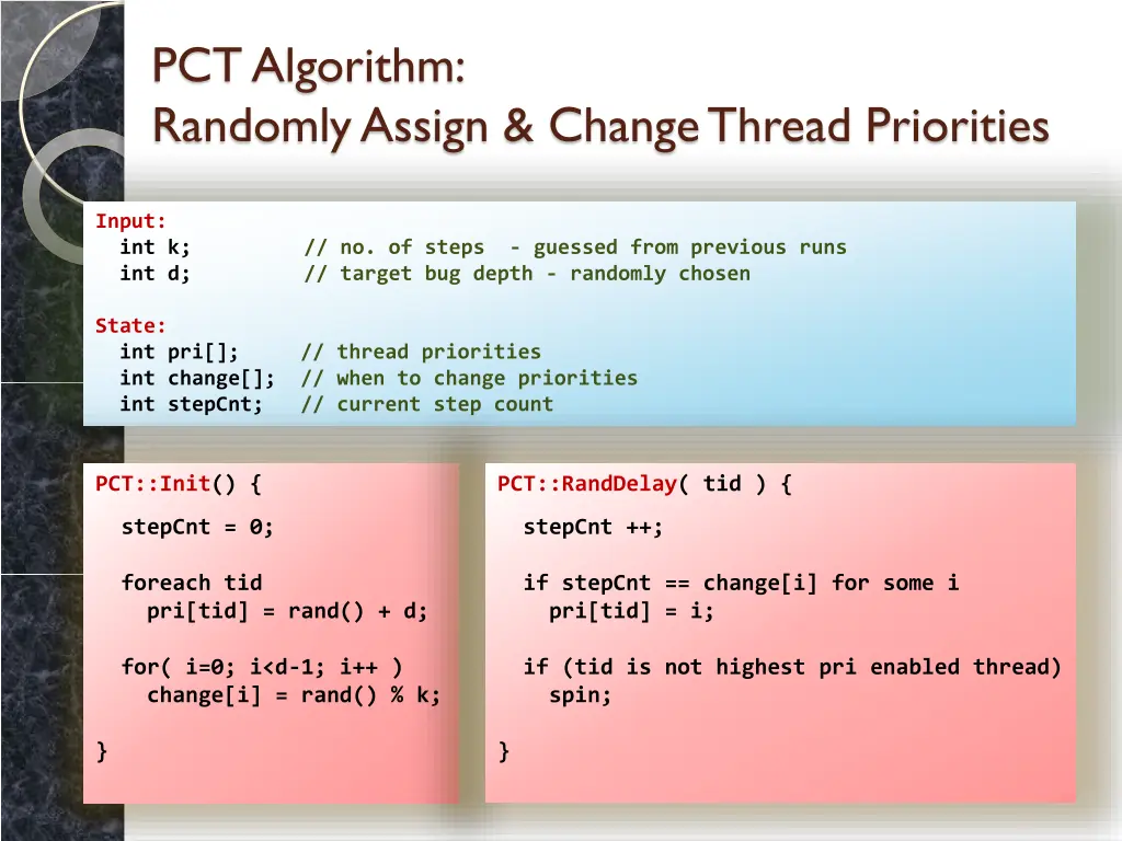 pct algorithm randomly assign change thread